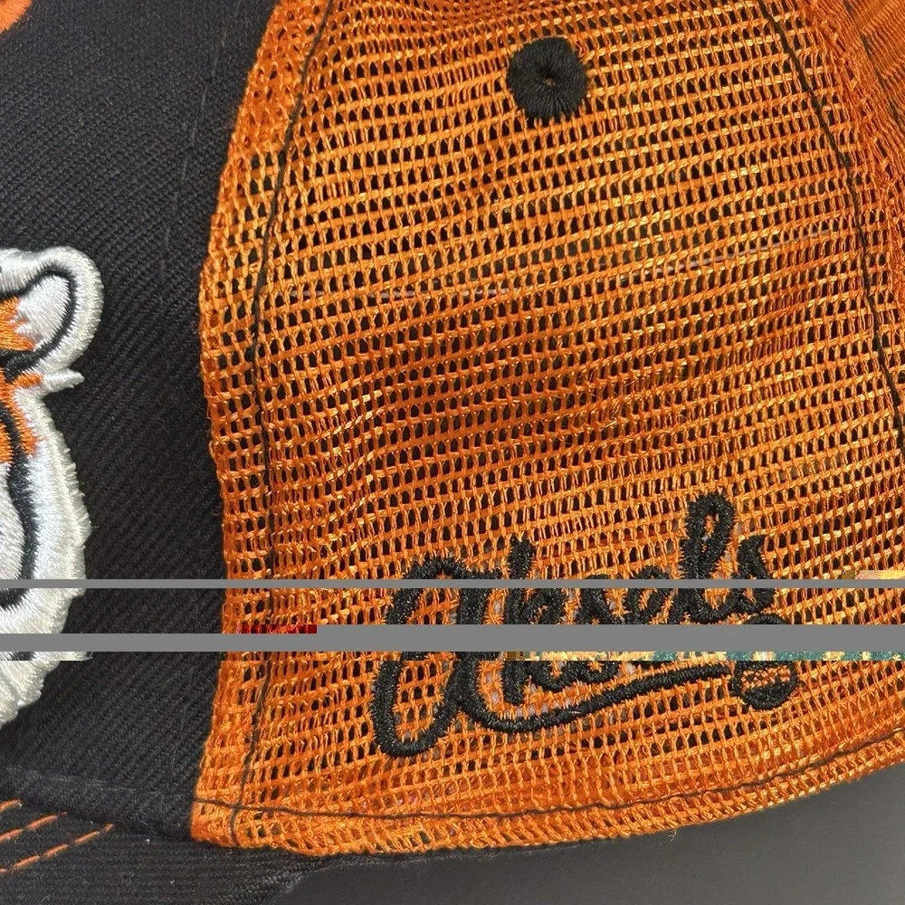 Aksels Tiger Patch Embroidered Black Orange Youth  Trucker  Hat Cap
